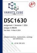 DSC1630 Assignment 1 &lpar;ANSWERS&rpar; Semester 1 2024 - DISTINCTION GUARANTEED