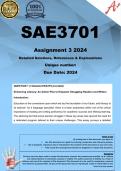 SAE3701 Assignment 3 (COMPLETE ANSWERS) 2024 - (3 different essays to each question)