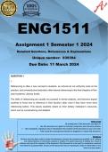 ENG1511 Assignment 1 &lpar;COMPLETE ANSWERS&rpar; Semester 1 2024 &lpar;839394&rpar; - DUE 11 March 2024