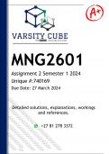 MNG2601 Assignment 2 (DETAILED ANSWERS) Semester 1 2024 - DISTINCTION GUARANTEED