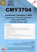 CMY3704 Assignment 1 (COMPLETE ANSWERS) Semester 1 2024 (669426) - DUE 22 March 2024