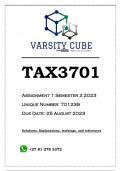TAX3701 Assignment 1 (ANSWERS) Semester 2 2023 (701239) - DISTINCTION GUARANTEED