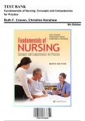 Test Bank: Fundamentals of Nursing: Concepts and Competencies for Practice 9th Edition by Craven - Ch. 1-43, 9781975120429, with Rationales