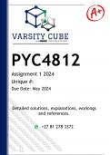 PYC4812 Assignment 1 (DETAILED ANSWERS) 2024 - DISTINCTION GUARANTEED -