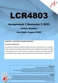 LCR4803 Assignment 1 (COMPLETE ANSWERS) Semester 2 2023