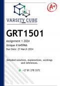 GRT1501 Assignment 1 (DETAILED ANSWERS) 2024 - DISTINCTION GUARANTEED