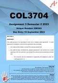 COL3704 Assignment 3 (COMPLETE) Semester 2 2023  (386365) - DUE 15 September 2023