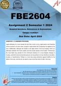FBE2604 Assignment 2 (COMPLETE ANSWERS) Semester 1 2024 - DUE April 2024 