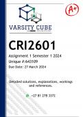 CRI2601 Assignment 1 (DETAILED ANSWERS) Semester 1 2024 - DISTINCTION GUARANTEED