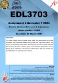 EDL3703 Assignment 2 (COMPLETE ANSWERS) Semester 1 2024 (199819) - DUE 27 March 2024