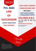 PVL2602 -"2023"(Just Updated -Latest Exam Pack)Complete MCQ Included + Longer Q& A + Notes/Cases