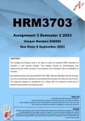 HRM3703 Assignment 3 (COMPLETE ANSWERS) Semester 2 2023 (848266) - DUE 5 September 2023