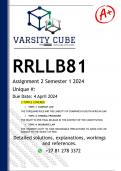 RRLLB81 Assignment 2 (DETAILED ANSWERS) Semester 1 2024 - DISTINCTION GUARANTEED