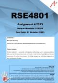 RSE4801 Assignment 4 (COMPLETE ANSWERS) 2023 (745394) - DUE 11 October  2023