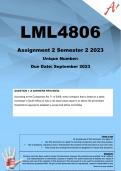 LML4806 Assignment 2 (COMPLETE ANSWERS) Semester 2 2023