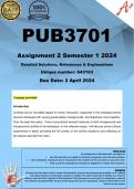 PUB3701 Assignment 2 (COMPLETE ANSWERS) Semester 1 2024 (643193)- DUE 2 April 2024