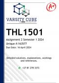THL1501 Assignment 2 &lpar;DETAILED ANSWERS&rpar; Semester 1 2024 - DISTINCTION GUARANTEED