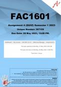 FAC1601 Assignment 4 (WORKINGS & ANSWERS) Semester 1 2023 (367159)
