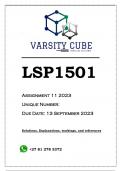 LSP1501 Assignment 11 (ANSWERS) 2023 - DISTINCTION GUARANTEED