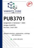 PUB3701  Assignment 2 &lpar;DETAILED ANSWERS&rpar; Semester 1 2024 - DISTINCTION GUARANTEED