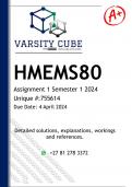 HMEMS80 Assignment 1 (DETAILED ANSWERS) Semester 1 2024 - DISTINCTION GUARANTEED