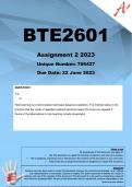 BTE2601 (COMPLETE ANSWERS) Assignment 2 2023 (706427)