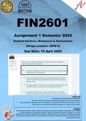 FIN2601 Assignment 1 (QUIZ ANSWERS) Semester 1 2024 - DUE 10 April 2024