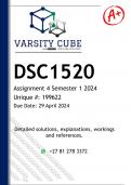DSC1520 Assignment 4 (100% DETAILED ANSWERS) Semester 1 2024  - DISTINCTION GUARANTEED
