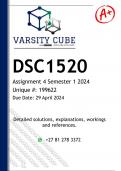 DSC1520 Assignment 4 &lpar;100&percnt; DETAILED ANSWERS&rpar; Semester 1 2024  - DISTINCTION GUARANTEED