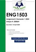 ENG1503 Assignment 2 (QUALITY ANSWERS) Semester 1 2024 (BOTH Q1 & Q2 ANSWERED)
