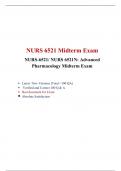 NURS 6521 Midterm Exam (Version 2)/ NURS 6521N Midterm Exam NURS-6521/ NURS 6521N: Advanced Pharmacology Midterm Exam, Walden University