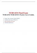 NURS 6531 Final Exam (Version 3, Latest 100 Q & A), NURS 6531N Final Exam, NURS 6531N: Practice Care of Adults, Walden University. 
