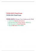 NURS 6541 Final Exam (Version 3)-NURS 6541/ NURS 6541N-Primary Care Adolescnt & Child, Walden University.