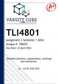 TLI4801 Assignment 2 (ANSWERS) Semester 1 2024 - DISTINCTION GUARANTEED