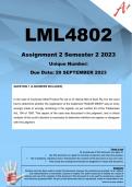 LML4802 Assignment 2 (COMPLETE ANSWERS) Semester 2 2023 - DUE 29 September 2023