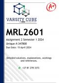 MRL2601 Assignment 2 &lpar;DETAILED ANSWERS&rpar; Semester 1 2024 &lpar;347800&rpar; - DISTINCTION GUARANTEED
