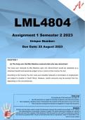 LML4804 Assignment 1 (COMPLETE ANSWERS) Semester 2 2023 - DUE 25 August 2023