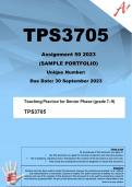 TPS3705 Assignment 50 (SAMPLE PORTFOLIO) 2023 - DUE 30 September 2023
