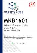 MNB1601 Assignment 3 (DETAILED ANSWERS) Semester 1 2024 (869569) - DISTINCTION GUARANTEED 