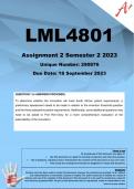 LML4801 Assignment 2 ( COMPLETE ANSWERS) Semester 2 2023 (290876) - DUE 18 September 2023 