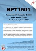 BPT1501 Assignment 4 (COMPLETE ANSWERS) Semester 2 2023 (761340) - DUE 28 September 2023