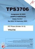 TPS3706 Assignment 50 (SAMPLE PORTFOLIO) 2023 - DUE 30 September 2023