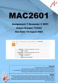 MAC2601 Assignment 1 Semester 2 2023 (733422) - DUE 18 August 2023