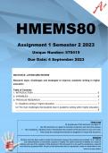HMEMS80 Assignment 1 (COMPLETE ANSWERS) Semester 2 2023 (570415) - DUE 4 September 2023