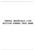 TEST BANK FOR DENTAL MATERIALS 11TH EDITION BY POWERS 
