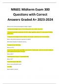 NR601 Midterm Exam 300 Questions with Correct Answers Graded A+ 2023-2024