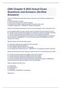 CNA Chapter 9 2023 Actual Exam Questions and Answers &lpar;Verified Answers&rpar;