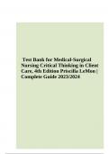 Test Bank for Medical-Surgical Nursing Critical Thinking in Client Care, 4th Edition Priscilla LeMon | Complete Guide 2023/2024