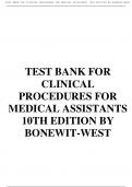 TEST BANK FOR CLINICAL PROCEDURES FOR MEDICAL ASSISTANTS 10TH EDITION BY BONEWIT-WEST