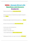 NHSA - Georgia Driver's Ed Questions and Answers Graded A+